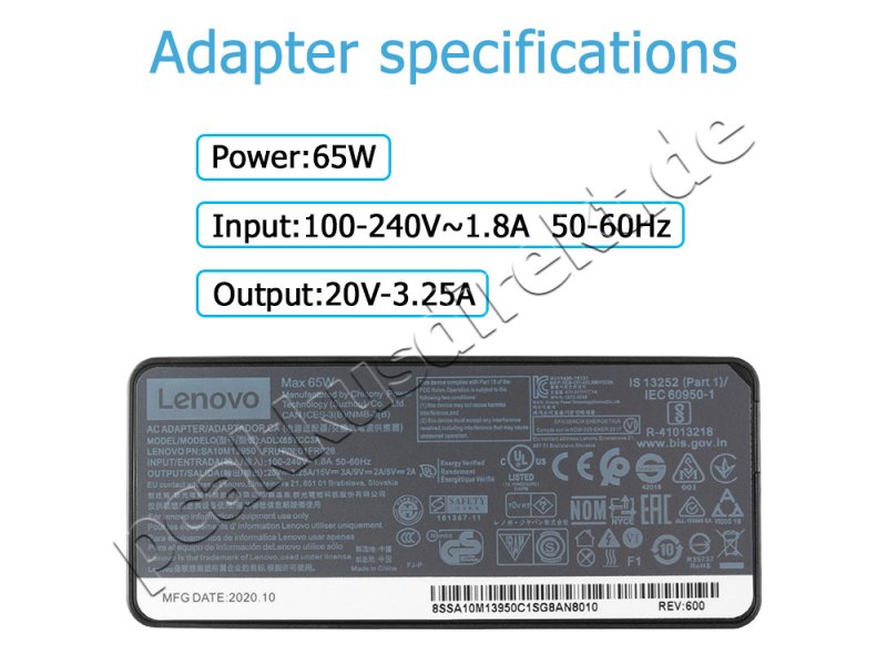 65W USB-C Lenovo IdeaPad 5 14ALC05 82LM Netzteil Ladegerät + Ladekabel