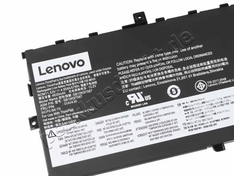 Original 4950mAh 57Wh Akku Lenovo ThinkPad X1 Carbon 2018 20KHA00GCD