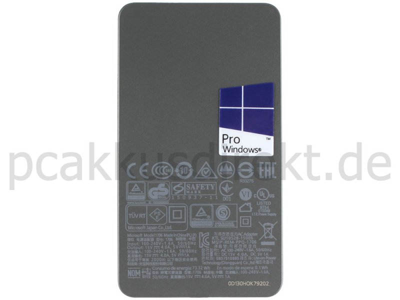 65W Microsoft Surface Laptop 2 DAL-00092 Netzteil Ladegerät