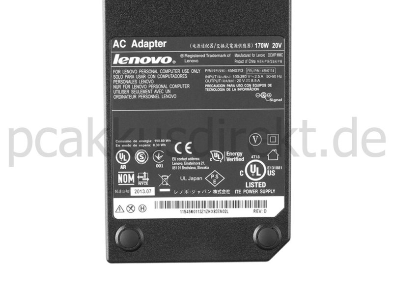 170W Lenovo ThinkPad Mini Dock Plus 0A90218 Netzteil Ladegerät + Ladekabel