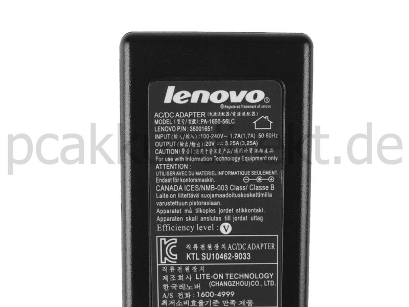 65W Netzteil Slim Lenovo PA-1650-56LC 36001651 36001652