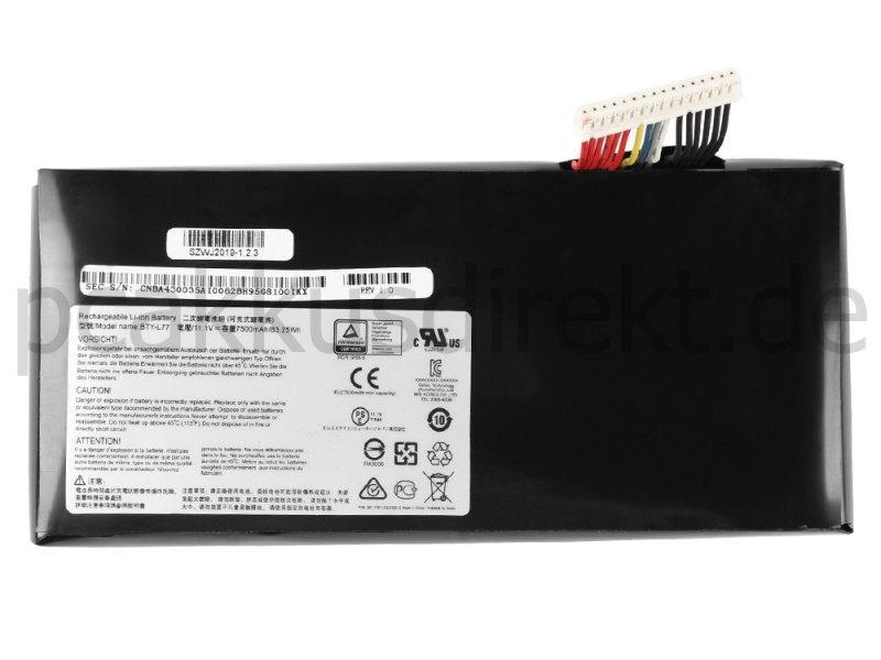 7500mAh 83.25Wh 9-Zellen Akku MSI GT72 2PC GT72 2QD Dominator