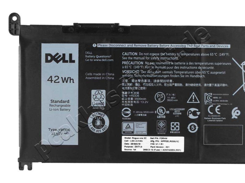 Original 3500mAh 42Wh 3 Zellen Dell Inspiron 15 5593 P90F P90F002 Akku