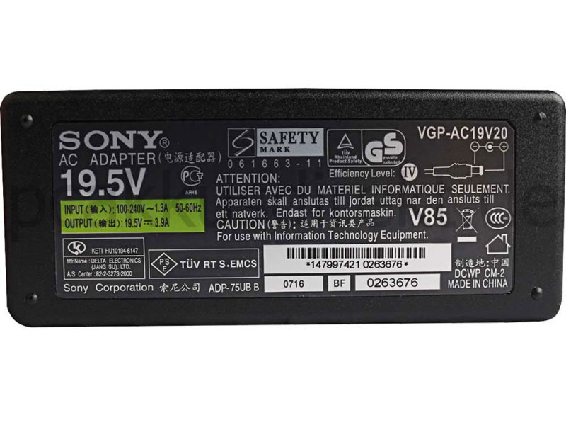 Original 75W Netzteil Sony Vaio VGP-AC19V20 VGP-AC19V37