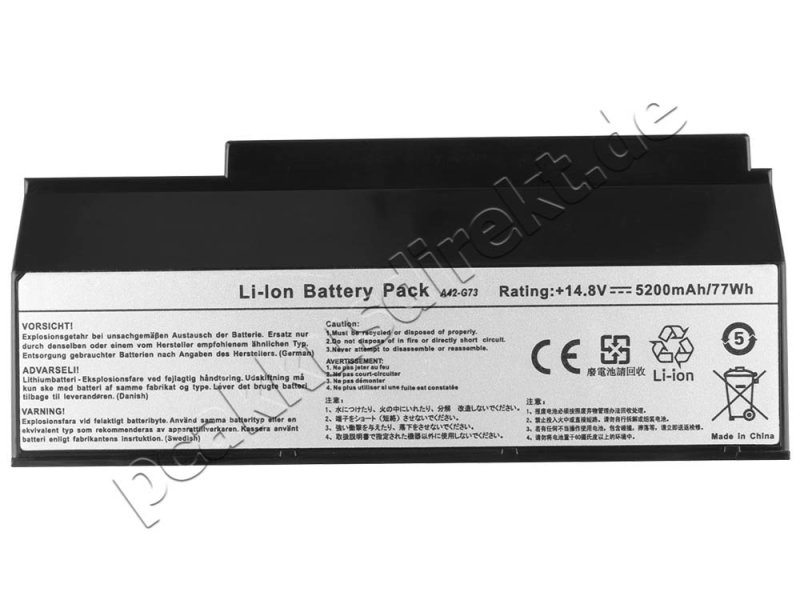 8 Zellen 5200mAh Akku Asus G73SW-A1 G73SW-XT1 G73JH-TZ002V