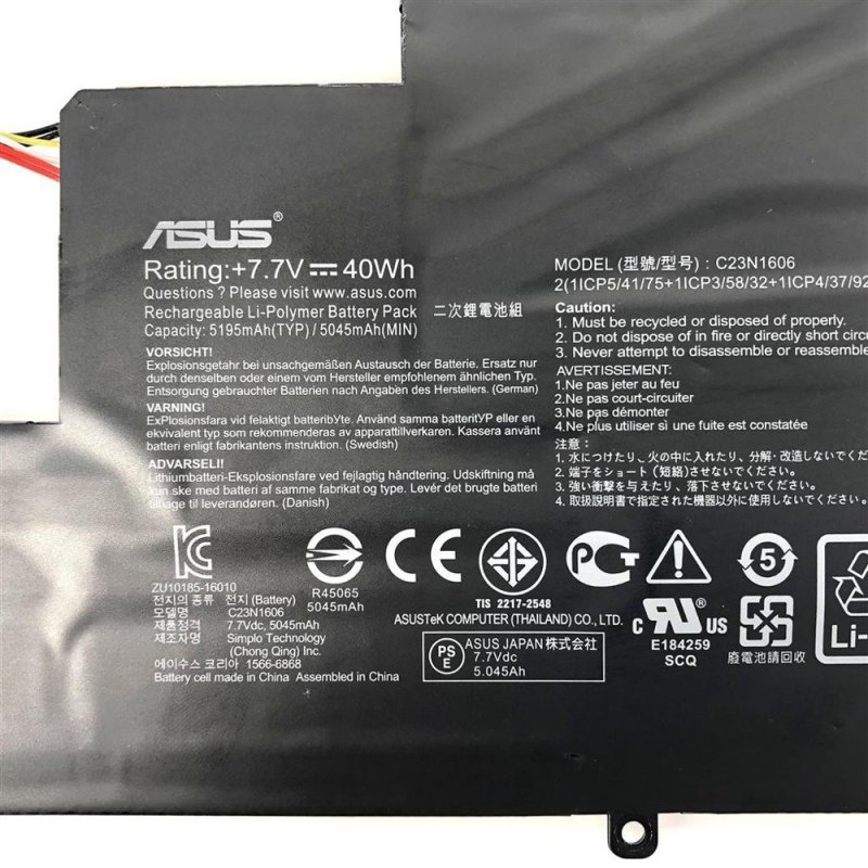 Original 5195mAh 40Wh 6 Zellen Asus C23N1606 C23PQCH Akku