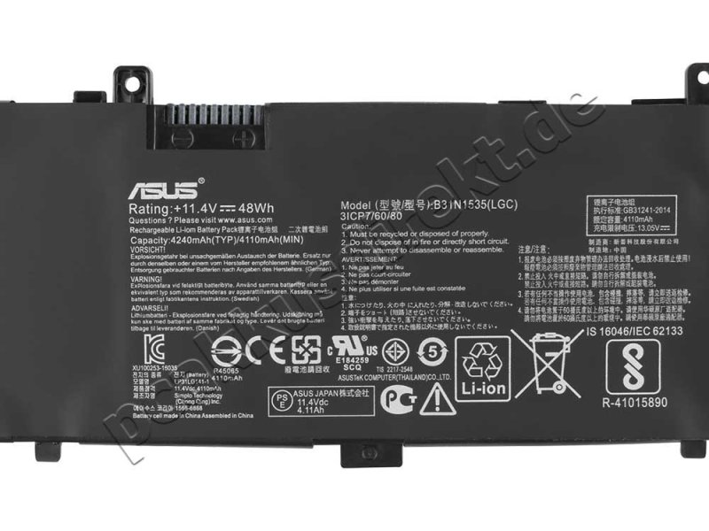 Original 4110mAh 48Wh 3 Zellen Akku Asus B31N1535