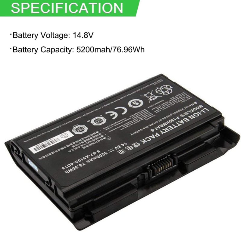 5200mAh 8 Zellen Akku Clevo 6-87-X510S-4J72