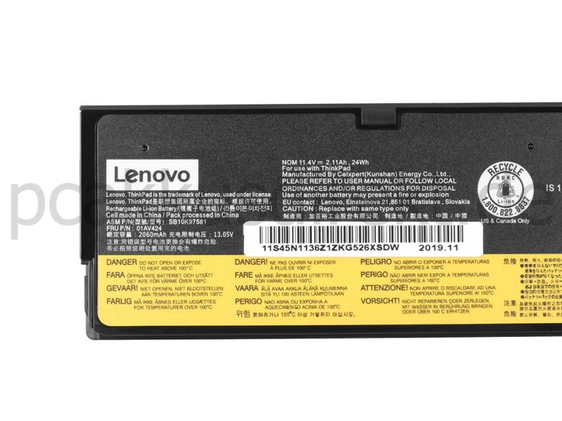 Original 2100mAh 24Wh 3 Zellen Akku Lenovo 01AV423 01AV424