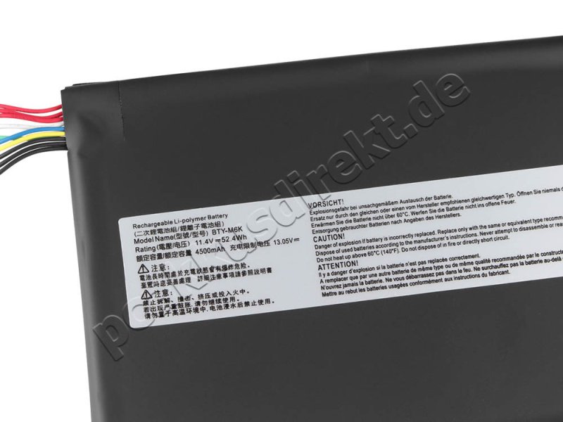 Original 4600mAh 52.4Wh 3 Zellen Akku MSI GF75 Thin 8RD-046XPL