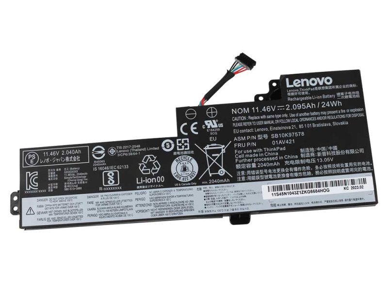 Original 2095mAh 24Wh 3 Zellen Akku Lenovo 01AV419 01AV420