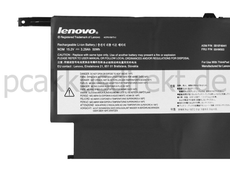 50Whr 3290mAh 8 Zellen Akku Lenovo 00HW002