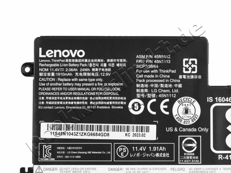 Original 24Whr Akku Lenovo Thinkpad T450s