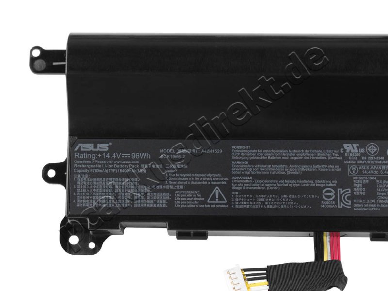 96Wh 6400mAh 8 Zellen Akku Asus A42N1520