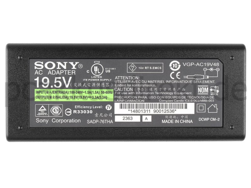 65W Netzteil Ladegerät Sony Vaio Fit SVF1521B2E + Ladekabel