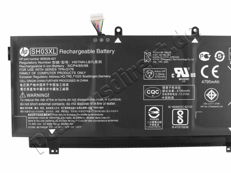 57.9Wh 5020mAh 3 Zellen Akku HP CN03XL SH03XL HSTNN-LB7L