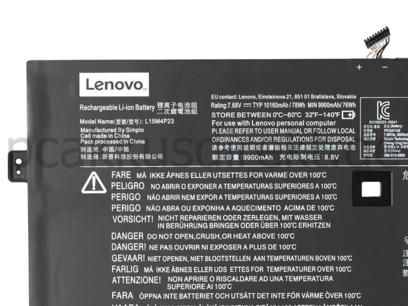 10160MAH 78WH 4 Zellen Akku Lenovo Yoga 910-13IKB 80VF00JJGE