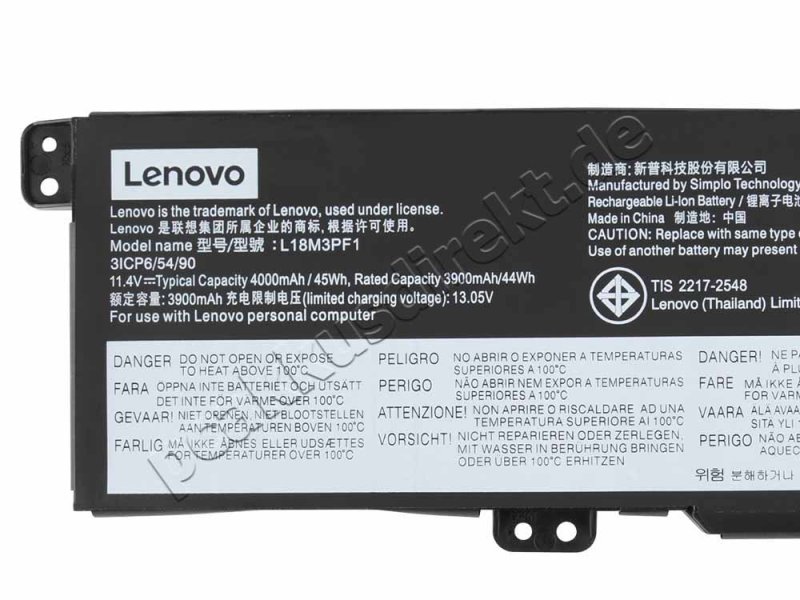 Original 3950mAh 45Wh 3 Zellen Akku Lenovo SB10W67243 5B10T04976