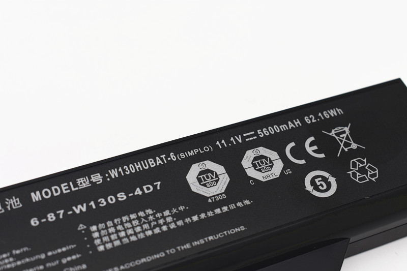 5600mAh 62.16Wh 6-Zellen Akku Clevo 6-87-W130S-4D71