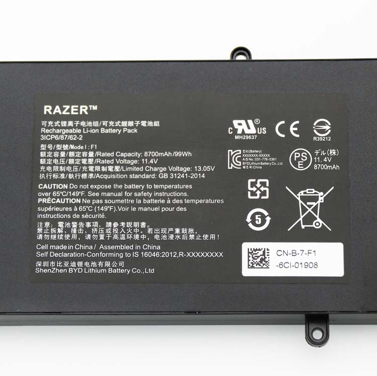 Original 8700mAh 99Wh 6 Zellen Akku Razer 3ICP6/87/62/2