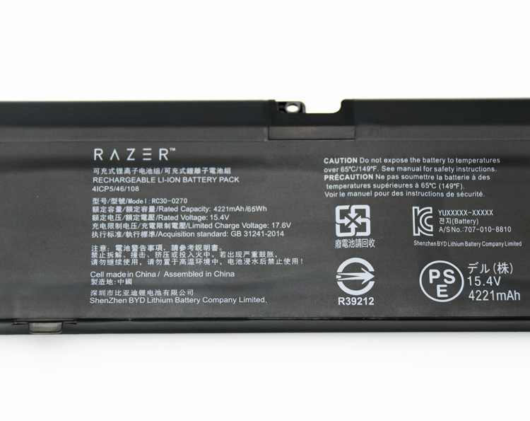 Original 4221mAh 65Wh 4 Zellen Akku Razer Blade 15 RZ09-03006E92-R3U1